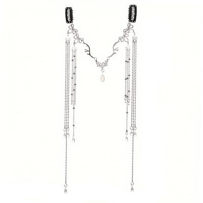 Hoofdketting Haarclip Faux Kristal Ingezette Kwastjesketting Decor Hoofddeksel Vrouwen Haarversiering Fotoaccessoires zilver