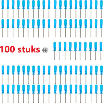 Mini kruisschroevendraaiers 100 stuks blauw / Elektronica en Speelgoedreparatie / Reparatietool.