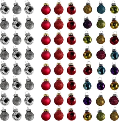Bovista Kerstballen - Kerstversiering - Plastic - Kerstballenset - Kleurrijk - 72 stuks