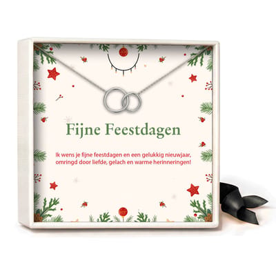 Pera Jewelry - 925 sterling zilveren Twee Ringen ketting - Fijne - Collier - Ketting Dames - Ketting met Hanger