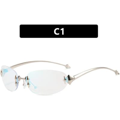 Y2K Frameloze Zonnebril UV-bescherming Lichtgewicht Vintage Retro Zonnebril Cool Streetwear Trendy Accessoires white