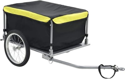 Fietskar Vrachttrailer - Fietsaanhanger Cargo - Goederen Vervoeren - Inklapbare Trekstang - 65 kg draagvermogen - Zwart Geel