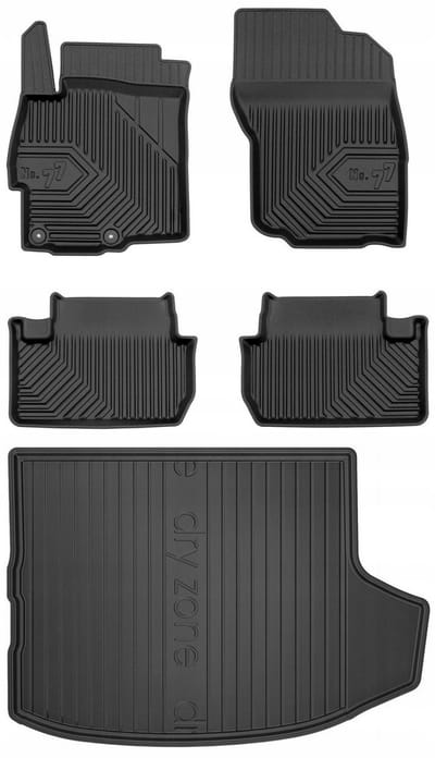 FROGUM 77 Set Automatten en Kofferbakmat - Geschikt voor MITSUBISHI LANCER VIII Hatchback (2007-2017) - Hoge laadvloer - TPE Rubber - Zwart