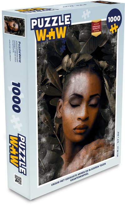 Puzzel Vrouw - Bladeren - Krant - Legpuzzel - Puzzel 1000 stukjes volwassenen