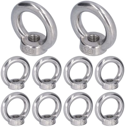 Dailygoods- Hijsoogmoer Roestvrij Staal - 10 Stuks - Schroefdraadmoer - Ringvorm - Technische Kranen - Hooggepolijst - Oogmoer
