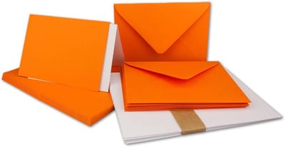 Vouwkaartenset DIN A6/C6 Oranje met Enveloppen en Inleggers, 10 Stuks A4