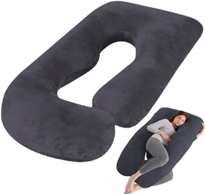 Dailygoods- Zwangerschapskussenovertrek J-vorm - Afneembare Katoenen Hoes - 150 x 80 cm - Luxe Kristalfluweel - Duurzaam - Zachte Slaapomgeving - Lichaamskussen