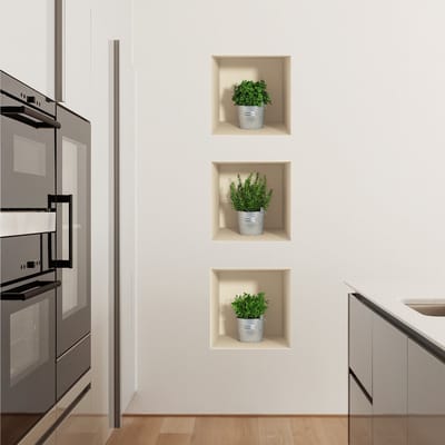3D Muurstickers, 3D Kruideneffect Muursticker - 3D Zelfklevende Stickers voor Slaapkamer/Woonkamer, Trompe l'oeil - 30x90cm