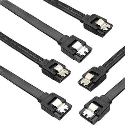 3 x SATA III Kabel 6 Gbit/s, 50 cm, Geschikt voor SSD's, Harde Schijven en DVD-spelers, Zwart, 3-Pack