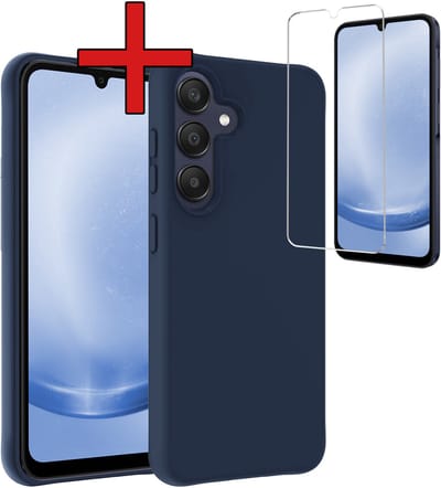 Hoesje - Met Screenprotector - Geschikt voor Samsung Galaxy A26 - Sterk & Shockproof - Telefoon Hoes - Back Cover - Siliconen Case - Telefoonhoes - Donkerblauw
