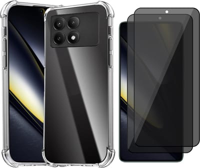 Hoesje geschikt voor Poco F6 Pro - 2x Privacy Screenprotector Volledig Dekkend Glas - Shockproof Transparant