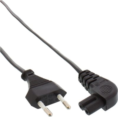 C7 (haaks links/rechts) - CEE 7/16 (recht) stroomkabel - 2x 0,75mm / zwart - 2 meter