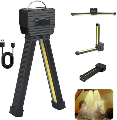 Thijox - Posing Magnetisch, 7th Gear Dimmen Draagbare Gym Lamp - Waterdicht Handheld Camping Licht met Hanghaak - 180 Graden Opvouwbaar voor Buiten, F