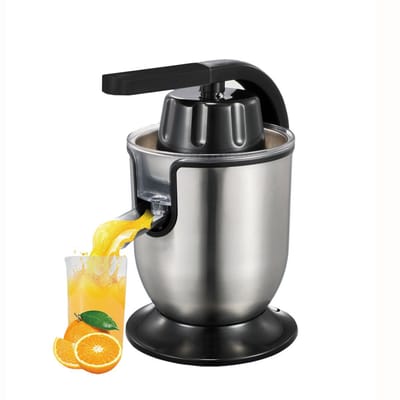 Gloovon® - Citruspers - Elektrische Sinaasappelpers - Professioneel - Citroenpers - Met Uitloop en Pershendel - 350 Watt - RVS Zilver