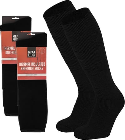 2 Paar thermo hoge sokken voor dames zwart 36/41 - Wintersport kleding - Thermokleding - Winter knie kousen - Thermo sokken
