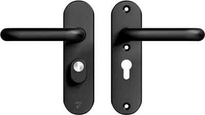 AXA Veiligheids Deurbeslag set - Oval Plus - Deurkruk Zwart - SKG3 - PC55 met kerntrekbeveiliging - Kort schild