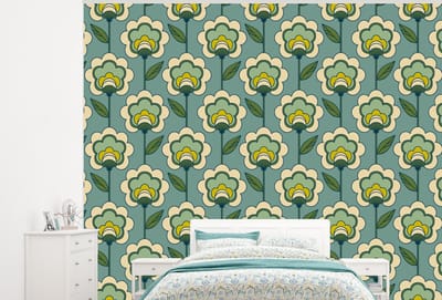 Behang - Fotobehang Retro - Design - Jaren 70 - Bloem - Breedte 300 cm x hoogte 240 cm