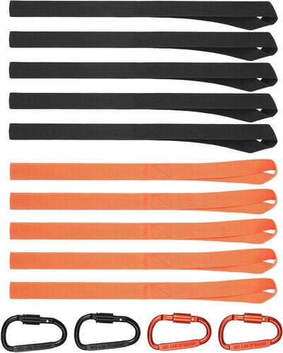 Verstelbare Lashing Straps 25 mm x 20 cm - Dubbele Lussen, Zachte Lussen, Ideaal voor Motorfietsen, Fietsen en ATV's - Set van 10 met 4 Haken