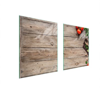 TMK ArtDeko Serie - Glas Beschermplaat voor Kookplaat - 85x52 cm - Houtpatroon