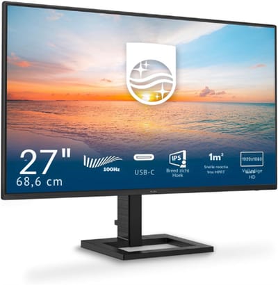 7E1N1300A - 27-Inch Monitor met Luidspreker - 1920x1080 Resolutie - 100 Hz Verversingssnelheid - HDMI - USB-C (65W PD) - USB-Hub - Zwart [Energieklasse E]