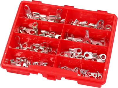 148 stuks Kalitec assortimentsdoos soldeerkabelschoenen ongeïsoleerd 0,5-16 mm² I soldeerconnector I kabelschoen ringvorm I kabelconnector I ringkabelschoenset