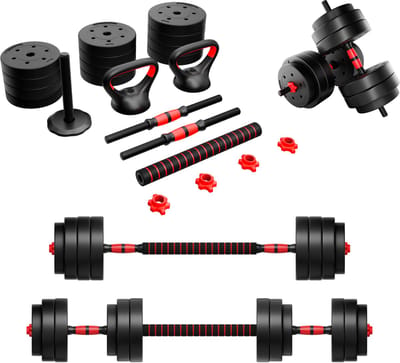 Athler Lion 25 Verstelbare Halterset - 4-in-1 Hantelsysteem met Kettlebell - Fitness Gewichten Set - bitumineus