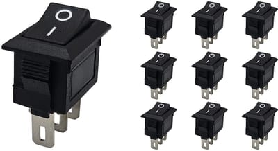 ProRide Mini Wipschakelaar ON/OFF KCD1-11 - 3-pins - Rechthoek - 250V/3A - 13x8mm - Zwart - 10 stuks