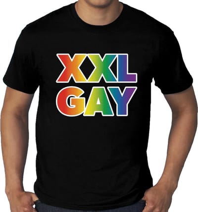 Gay pride XXL Gay grote maten t-shirt - zwart plus size homo/regenboog shirt voor heren - gay pride XXXL