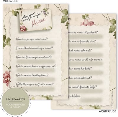 20 stuks Babyshower invulkaarten - Babyshowerspelletjes - Invulkaarten baby -babyshower spelletjes - Babyshowerkaarten - babyvoorspellingen - Babyshower - Babyshower spel - babyshower boek