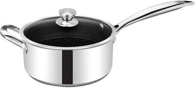 Cheffinger, Koekenpan 24cm Antiaanbaklaag Honingraat met Deksel, Zilveren