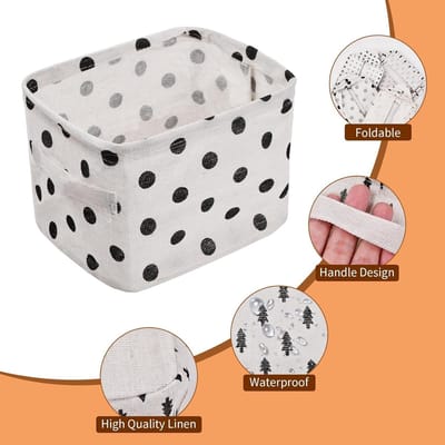 Set van 4 Vouwbare Opbergmanden van Canvas - Kleine Vierkante Mandjes voor Desk Organization en Huishoudelijke Opslag, 20 x 16 x 14 cm, Ideaal voor Kleding, Speelgoed en Accessoires