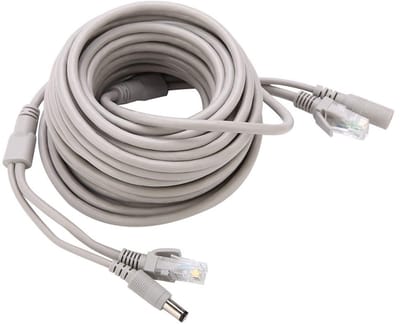 Dailygoody - Ethernet CCTV Kabel 15M - Buiten Camera Netwerk en Voeding - 100Mbps - Hoge kwaliteit - Geschikt voor beveiliging - Zwart