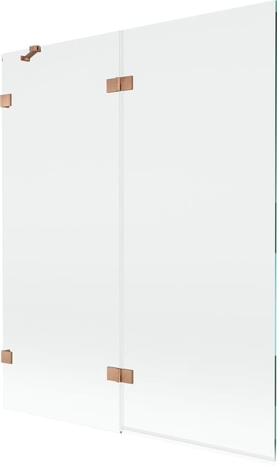 Mexen Lunar badwand 2-delig links 140 x 150 , transparant, geborsteld koper - 897-140-100-65-00-L