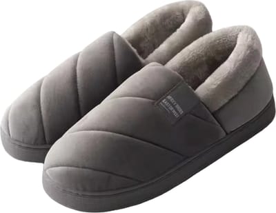 Warme Pantoffels - Instappers - Imitatie Bont - Grijs - Sloffen - Unisex - Anti Slip