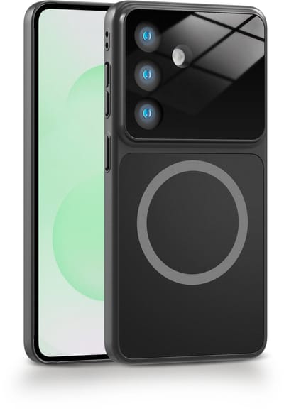 Casemania Hoesje Geschikt voor Samsung Galaxy A37 - Zwart - Luxe Matte-Feel Siliconen Back Cover - Geschikt voor MagSafe - Ingebouwde Lens Bescherming - Magnetische Telefoonhoesje