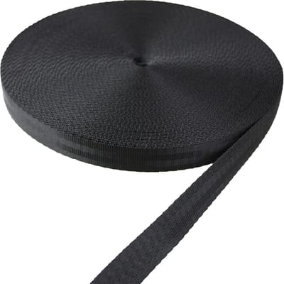 Zwarte Nylon Band 20mm Breed - 25 Meter Op Rol