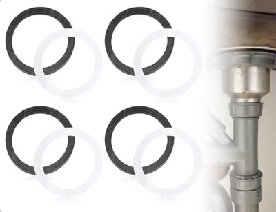 Dailygoods- Afvoerpakking Set van 4 - Rubber/PE - Waterdichte Wasmachines - Geschikt voor Keukens/Baden - Effectieve Afdichting - Voorkomt Lekkage - Afvoerafdichting