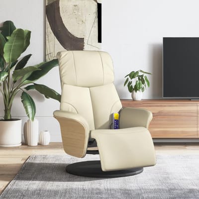 vidaXL - Massagestoel - verstelbaar - met - voetensteun - kunstleer - crèmekleurig