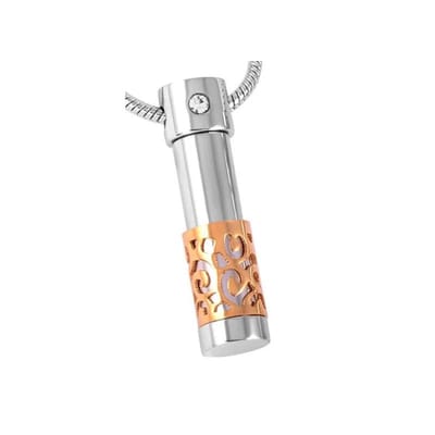 Aramat Jewels | Gedenkhangers | Stalen Ashanger Buisje – Cilinder Hanger Gedenksieraad Meerdere Kleuren | Goudkleurig-3x0.7cm | |8mm | Staal | Volwassenen | Verkleurd niet