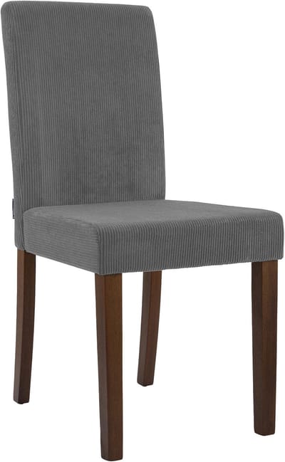 CLP Ina Eetkamerstoel - klassiek - met rugleuning - hout - corduroy - ribstof - antiek donker/grijs