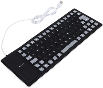 Allecto - Opvouwbaar siliconen toetsenbord - Waterdicht en stofdicht - Compact en draagbaar - Zwart - Geschikt voor pc en laptop - 15 x 8 x 8 cm