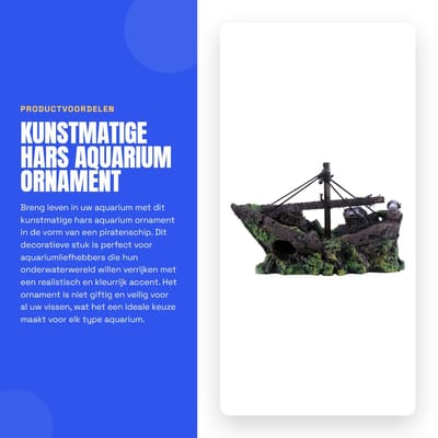 Dailygoods- Aquarium Ornament Piratenschip - Kunsthars Decor - Niet Giftig - Veilig voor Vissen - Landschapsarchitectuur - Kleurrijk en Levendig - Aquariumdecoratie