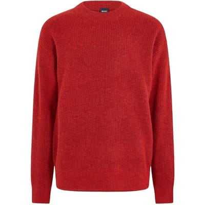 Boss Heren Sweater Top met Crew Hals (Rood)