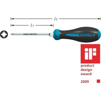 Hazet 802-PZ2 802-PZ2 Werkplaats Kruiskop schroevendraaier PZ 2 Koplengte: 100 mm DIN ISO 8764-1, DIN ISO 8764-2