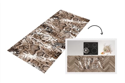 Keukenloper - Loper keuken - Dierenprint - Bruin - Schubben - 120x50 cm - Keukenloper vinyl