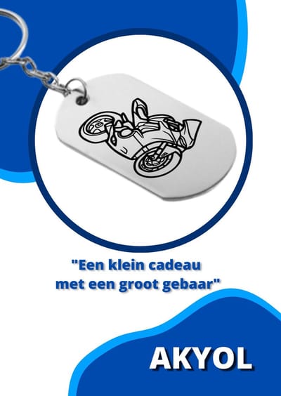 Akyol - Motor Sleutelhanger - Motor - Motorrijder - Leuk kado voor iemand die van motor rijden houd - 2,5 x 2,5 CM