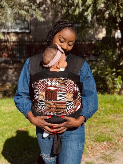 Afrikaanse Print Draagdoek / Draagzak / baby wrap / baby sling - Bruin Bogolan Mozaïek - Baby wrap carrier