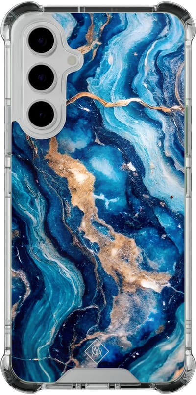 Casimoda® hoesje - Geschikt voor Samsung Galaxy A54 - Ocean Marble - Shockproof case - Extra sterk - TPU/polycarbonaat - Blauw, Transparant