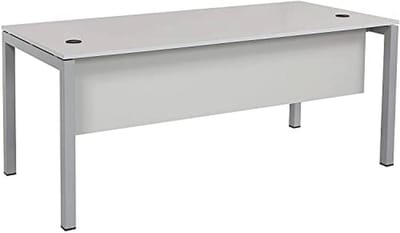 Ruime Gelamineerde Computertafel voor Thuiswerkplek - Eiken Blad en Kabelgoot, 160 x 80 x 75 cm, Grijs