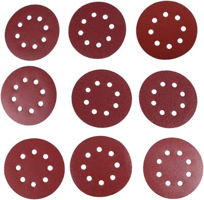 Ronde Slijpschijven - Schuurpapier - Oppervlakken Polijsten - 8-Gats Stofafzuiging - 125mm 10 stuks - Rood